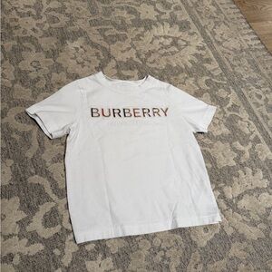 Burberry White Kids Tee with Multicolor Logo
